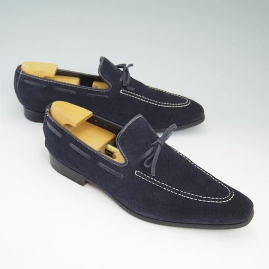 極上★サントーニ SIZE 6【定価10万程度★リボン ローファー】スエード/Santoni★a900