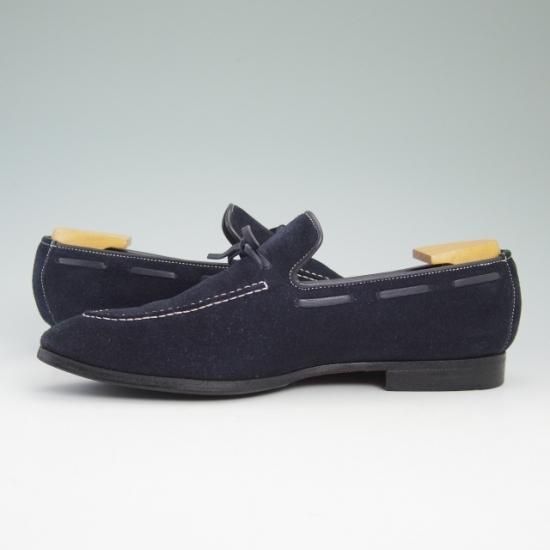 極上★サントーニ SIZE 6【定価10万程度★リボン ローファー】スエード/Santoni★a900