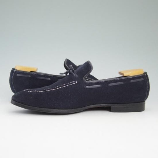 極上★サントーニ SIZE 6【定価10万程度★リボン ローファー】スエード/Santoni★a900