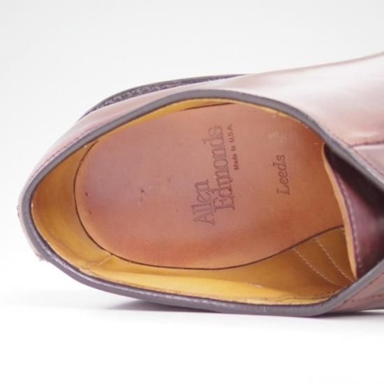 美品★(米)アレンエドモンズ 9.5C【定価15万円以上★コードバン仕様/Leeds】プレーントゥ/赤系/メンズ/ALLEN EDMONDS★a904