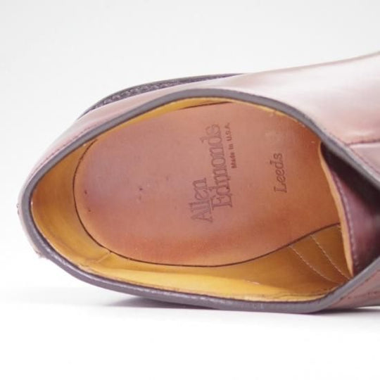 美品★(米)アレンエドモンズ 9.5C【定価15万円以上★コードバン仕様/Leeds】プレーントゥ/赤系/メンズ/ALLEN EDMONDS★a904