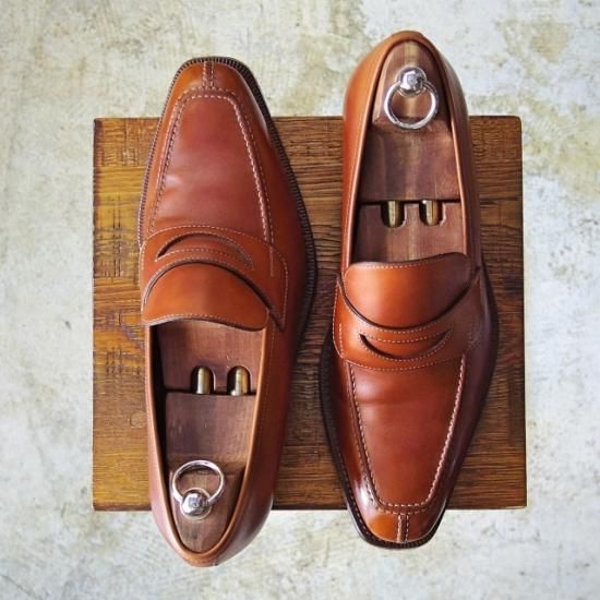 a.testoni アテストーニ　8.1/2 ローファー　新品　ブラウン 美品☆テストーニ SIZE 8【最上級ライン☆ブラックラベル】コイン