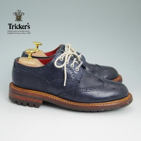 ★トリッカーズ(レディース) SIZE 4【★カントリー短靴/フルブローグ/紺】Tricker's★a968