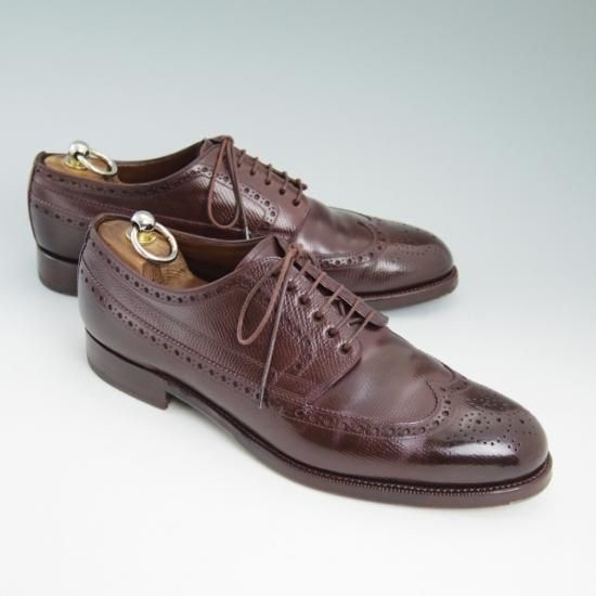 極上★宮城興業 SIZE 7【★超希少!!型押しコードバン】フルブローグ/MIYAGI KOGYO★a983