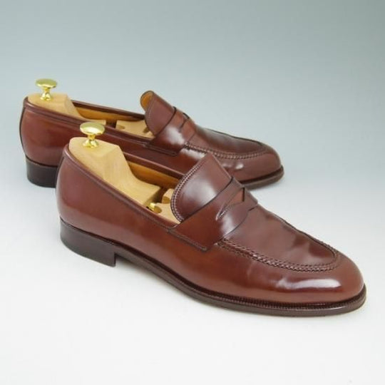 極美品★(伊)タニノクリスチー SIZE 8.5【★コードバン/希少!!マホガニー系カラー】コインローファー/TANINO CRISCI★a998