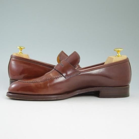 極美品★(伊)タニノクリスチー SIZE 8.5【★コードバン/希少!!マホガニー系カラー】コインローファー/TANINO CRISCI★a998