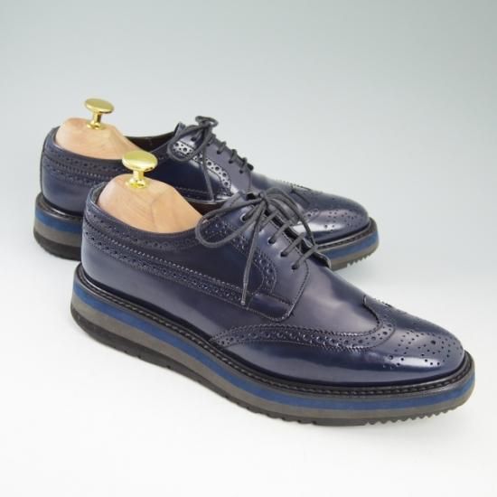 美品★PRADA/プラダ(レディース) SIZE 37.5【★ウイングチップ】フルブローグ/靴/シューズ★b010