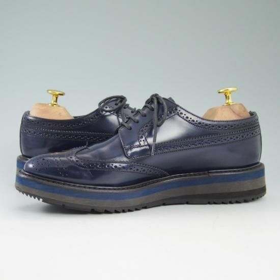 美品★PRADA/プラダ(レディース) SIZE 37.5【★ウイングチップ】フルブローグ/靴/シューズ★b010
