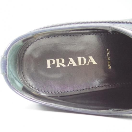 美品★PRADA/プラダ(レディース) SIZE 37.5【★ウイングチップ】フルブローグ/靴/シューズ★b010
