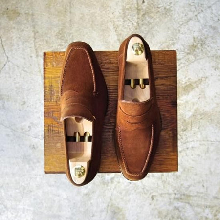 極美品★(伊)ボノーラ SIZE 6.5【★コインローファー】スエード/旧ボノーラ/BONORA★b012