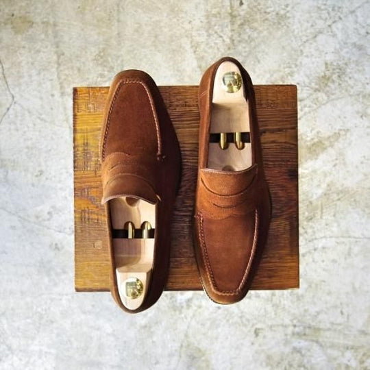 極美品★(伊)ボノーラ SIZE 6.5【★コインローファー】スエード/旧ボノーラ/BONORA★b012