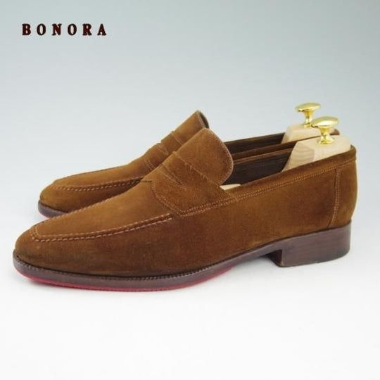 極美品★(伊)ボノーラ SIZE 6.5【★コインローファー】スエード/旧ボノーラ/BONORA★b012
