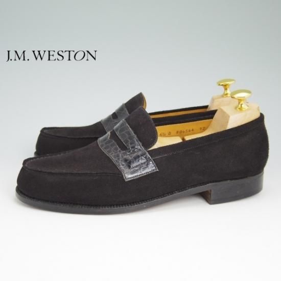 未使用☆JM.ウェストン 6.5D【☆超希少!!リアルクロコ×スエード