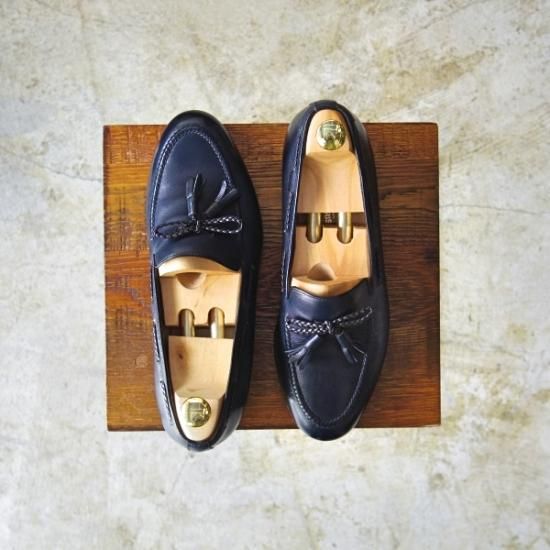 極美品★(伊)タニノクリスチー SIZE 5.5【★紺色/リボンローファー】TANINO CRISCI★b058