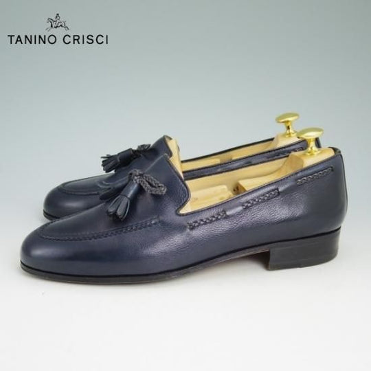 極美品★(伊)タニノクリスチー SIZE 5.5【★紺色/リボンローファー】TANINO CRISCI★b058