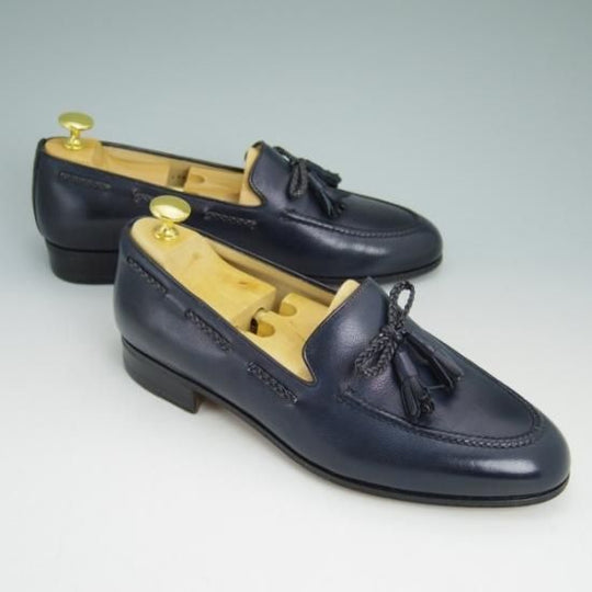 極美品★(伊)タニノクリスチー SIZE 5.5【★紺色/リボンローファー】TANINO CRISCI★b058