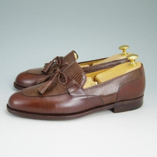★(伊)タニノクリスチー SIZE 5.5【★極上!!イグアナ リザード仕様】リアルリザード/リボンタッセル/ローファー/TANINO CRISCI★b061