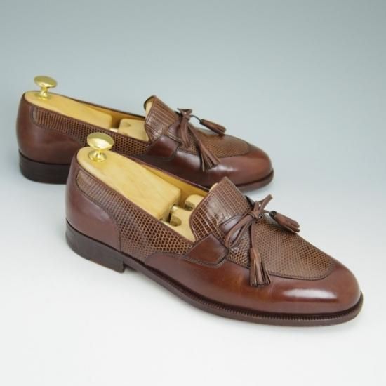 ★(伊)タニノクリスチー SIZE 5.5【★極上!!イグアナ リザード仕様】リアルリザード/リボンタッセル/ローファー/TANINO CRISCI★b061
