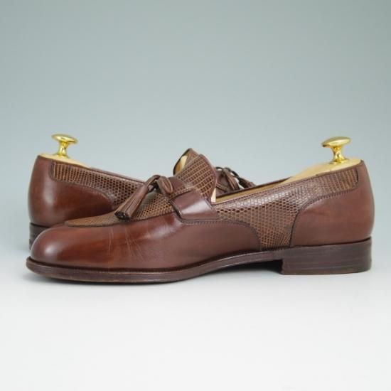 ★(伊)タニノクリスチー SIZE 5.5【★極上!!イグアナ リザード仕様】リアルリザード/リボンタッセル/ローファー/TANINO CRISCI★b061