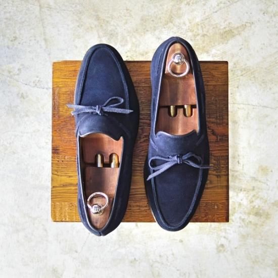 美品☆クロケット&ジョーンズ 7E【☆紺色/ネイビー/HAYLING/リボン