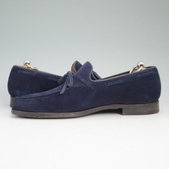 美品★クロケット&ジョーンズ 7E【★紺色/ネイビー/HAYLING/リボン ローファー】Crockett&Jones★b071