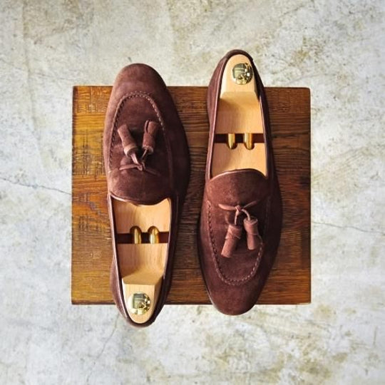 美品★サントーニ SIZE 6【★ビームス/BEAMS別注】タッセルローファー/スエード/Santoni★b079