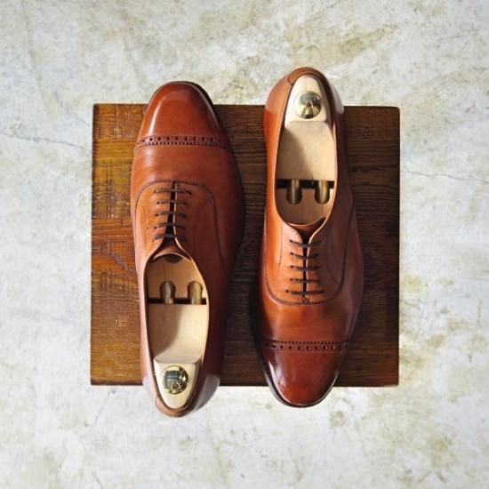 美品★クロケット&ジョーンズ UK6.5/US7E【★ラルフローレン/パープルレーベル別注】RalphLauren/パンチドキャップトゥ/Crockett&Jones★b106