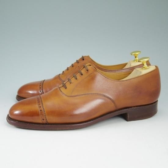 美品★クロケット&ジョーンズ UK6.5/US7E【★ラルフローレン/パープルレーベル別注】RalphLauren/パンチドキャップトゥ/Crockett&Jones★b106
