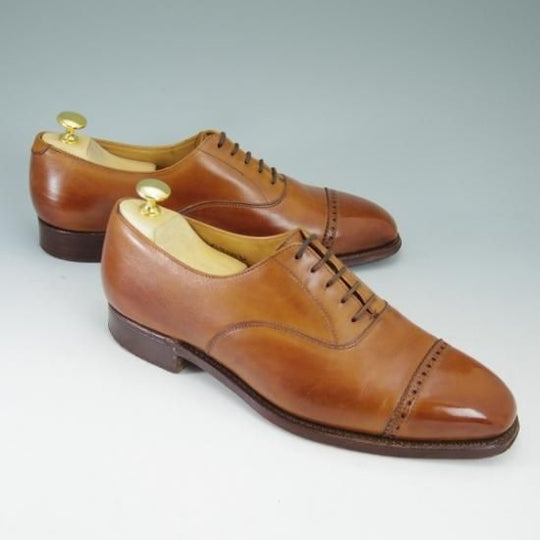 美品★クロケット&ジョーンズ UK6.5/US7E【★ラルフローレン/パープルレーベル別注】RalphLauren/パンチドキャップトゥ/Crockett&Jones★b106