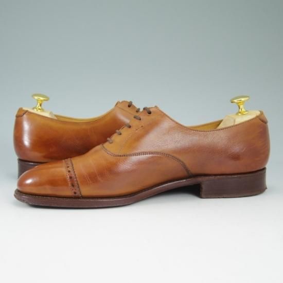 美品★クロケット&ジョーンズ UK6.5/US7E【★ラルフローレン/パープルレーベル別注】RalphLauren/パンチドキャップトゥ/Crockett&Jones★b106
