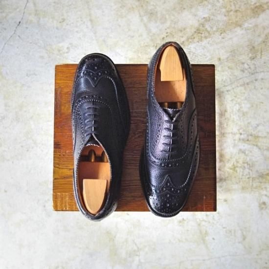 ryo◆美品◆サンダース◆ネイビースエードシューズ◆UK6.5◆25cm 極上☆(英)サンダース UK6【☆シボ革/フルブローグ】1994