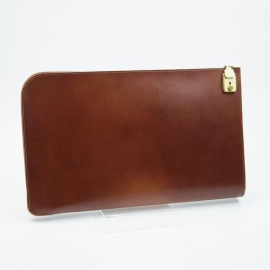 美品★クラッチバッグ【★英国/イギリス製】カーフ レザー/茶/メンズ ビジネス バッグ★N4812