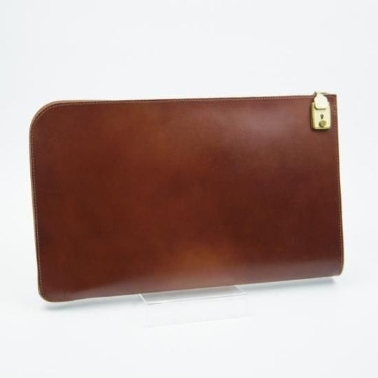 美品★クラッチバッグ【★英国/イギリス製】カーフ レザー/茶/メンズ ビジネス バッグ★N4812