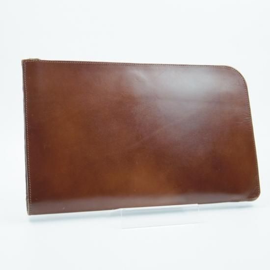 美品★クラッチバッグ【★英国/イギリス製】カーフ レザー/茶/メンズ ビジネス バッグ★N4812