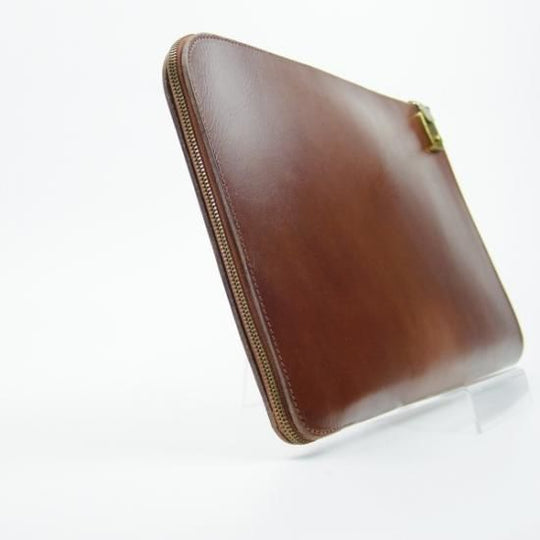 美品★クラッチバッグ【★英国/イギリス製】カーフ レザー/茶/メンズ ビジネス バッグ★N4812