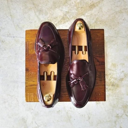 美品★(米)アレンエドモンズ 8C【★タッセルローファー/Grayson】ポリッシュレザー/赤茶/メンズ/ALLEN EDMONDS★b156