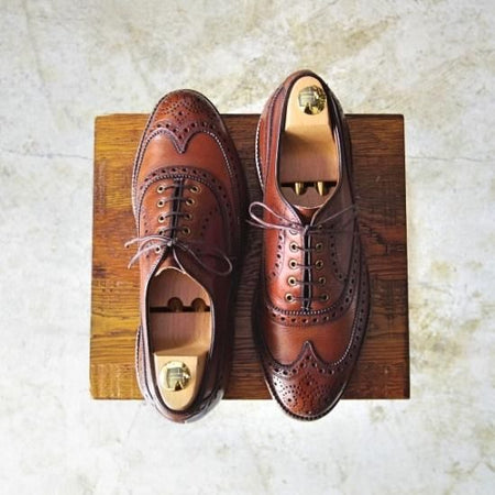 極上★(米)アレンエドモンズ 7E【貴重'70〜'80s★旧ロゴ/Ostendo Cushioned Heel】フルブローグ/McAllen/茶/ALLEN EDMONDS★b157