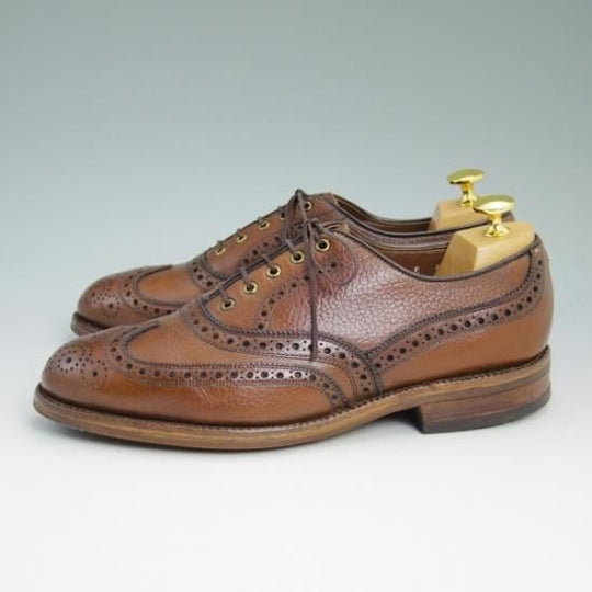 極上★(米)アレンエドモンズ 7E【貴重'70〜'80s★旧ロゴ/Ostendo Cushioned Heel】フルブローグ/McAllen/茶/ALLEN EDMONDS★b157