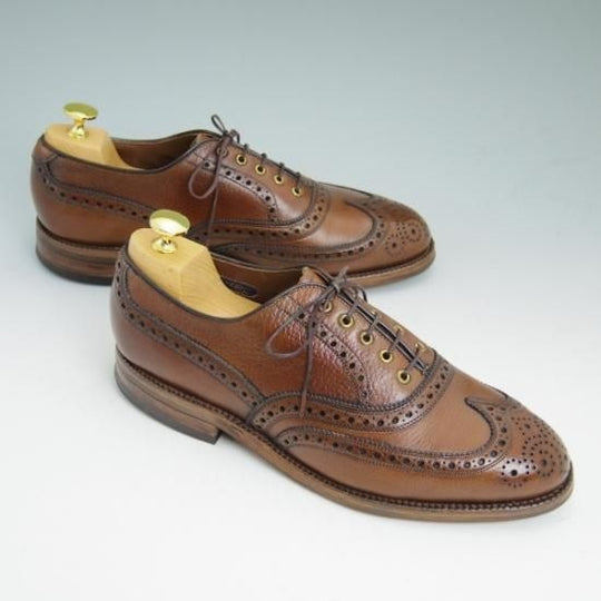 極上★(米)アレンエドモンズ 7E【貴重'70〜'80s★旧ロゴ/Ostendo Cushioned Heel】フルブローグ/McAllen/茶/ALLEN EDMONDS★b157