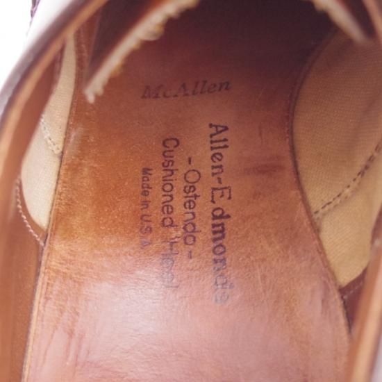 極上★(米)アレンエドモンズ 7E【貴重'70〜'80s★旧ロゴ/Ostendo Cushioned Heel】フルブローグ/McAllen/茶/ALLEN EDMONDS★b157