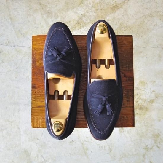 ★クロケット&ジョーンズ 8E【★ポールスミス別注/Paul Smith】タッセルローファー/スエード/紺/Crockett&Jones★b160