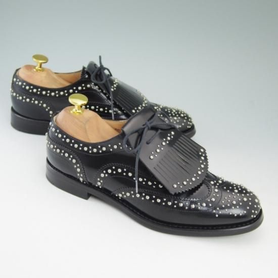 極美品★チャーチ(レディース) 24.5cm/SIZE 37.5【★希少!!BURWOOD/スタッズ/キルト付】バーウッド/フルブローグ/Church's★b172