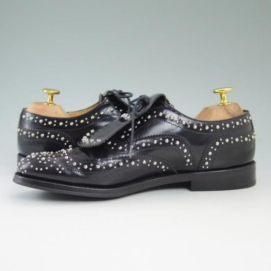 極美品★チャーチ(レディース) 24.5cm/SIZE 37.5【★希少!!BURWOOD/スタッズ/キルト付】バーウッド/フルブローグ/Church's★b172