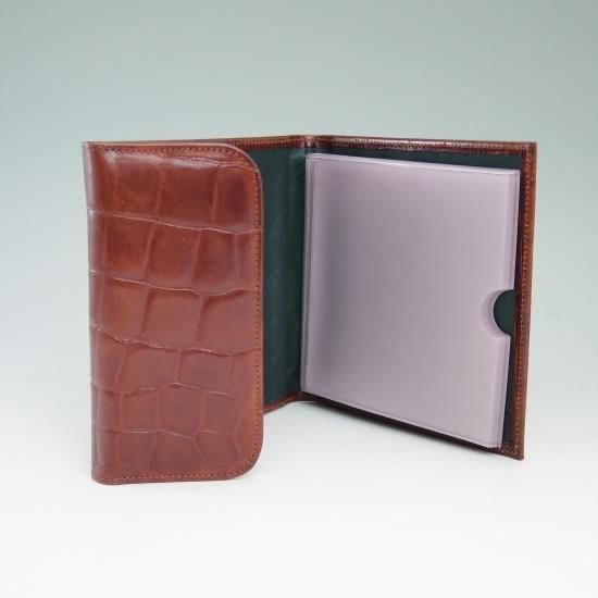 美品★(英)デインズ＆ハザウェイ【★CD＆DVDケース/ディスク】型押し レザー/茶/メンズ/DAINES&HATHAWAY★b179