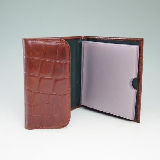 美品★(英)デインズ＆ハザウェイ【★CD＆DVDケース/ディスク】型押し レザー/茶/メンズ/DAINES&HATHAWAY★b179