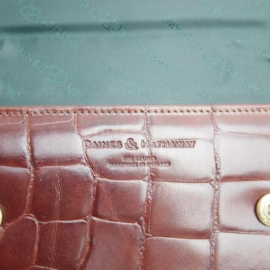 美品★(英)デインズ＆ハザウェイ【★CD＆DVDケース/ディスク】型押し レザー/茶/メンズ/DAINES&HATHAWAY★b179