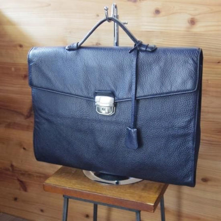 美品★(伊)Fontanelli/フォンタネッリ【★ブリーフケース/紺色】ネイビー/レザー/クラッチバッグ/メンズ ビジネス バッグ/★N4827