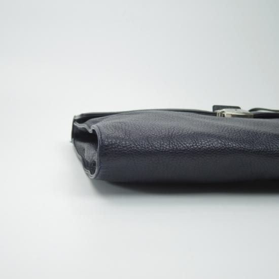 美品★(伊)Fontanelli/フォンタネッリ【★ブリーフケース/紺色】ネイビー/レザー/クラッチバッグ/メンズ ビジネス バッグ/★N4827
