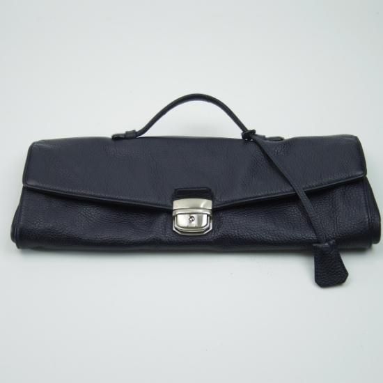 美品★(伊)Fontanelli/フォンタネッリ【★ブリーフケース/紺色】ネイビー/レザー/クラッチバッグ/メンズ ビジネス バッグ/★N4827
