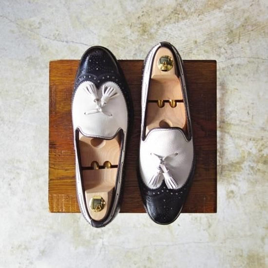 極美品★'80s(英)テクニック社製 UK7程度/US8D 【★(米)THE BRITISH ISLES COLLECTION別注品】 コンビ色/タッセルローファー/technic★b218